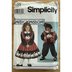 Simplicity 8659 Daisy Kingdom Child's Dress Pinafore Jumpsuit Tabard Pattern 2-4